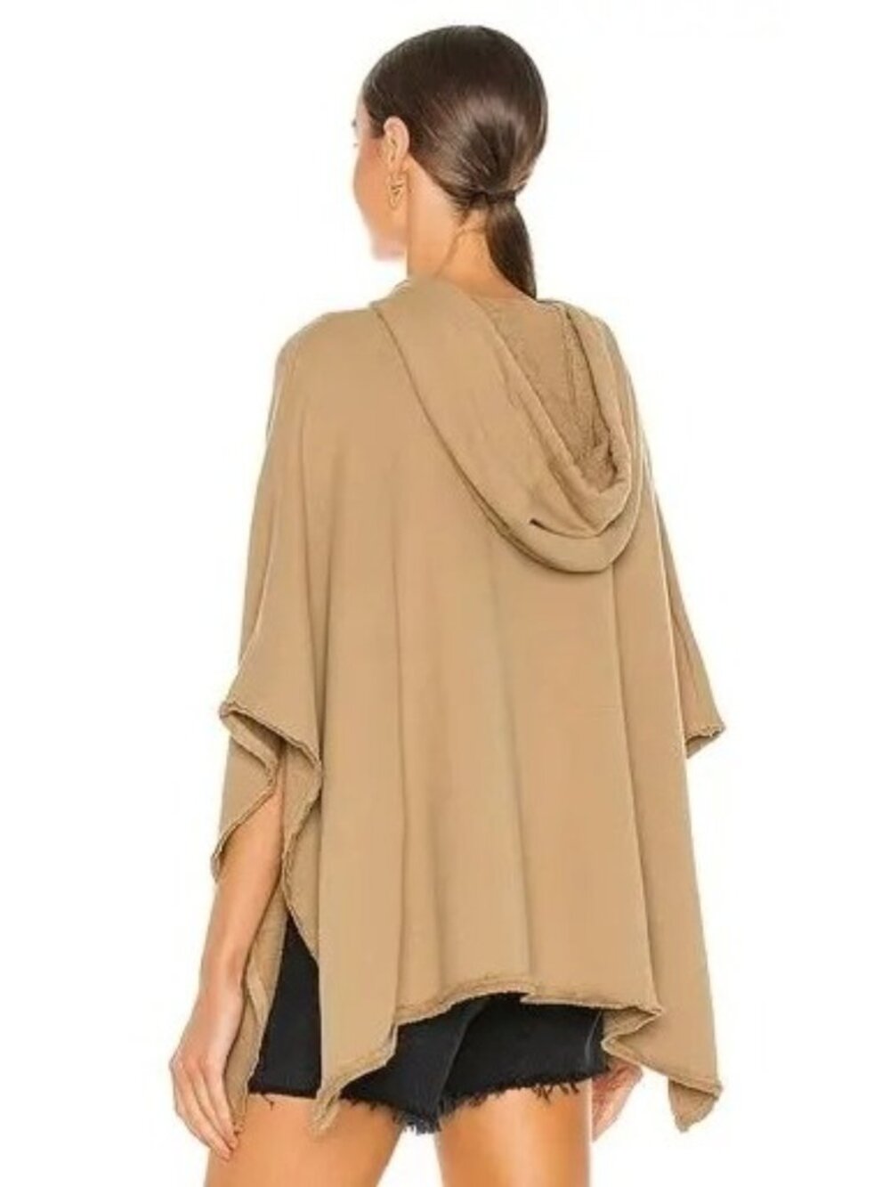 ATM Anthony Thomas Melillo Nude French Terry Hooded Open Sided Poncho One Size - Picture 2 of 14